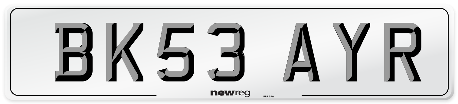 BK53 AYR Number Plate from New Reg